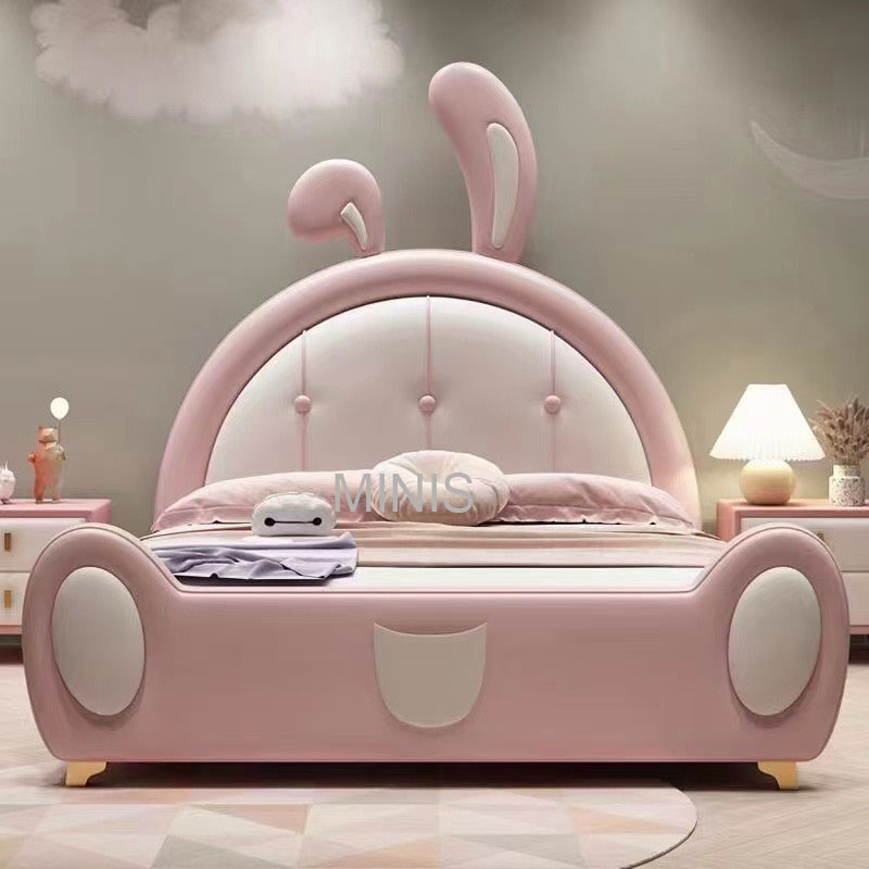 Chambre enfant fille lit enfant en forme de lapin rose