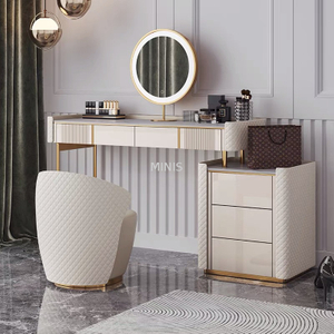 Chambre tables de vinaigrette blanche avec des tiroirs / miroirs