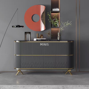 Salon moderne beau buffet noir avec haut en marbre