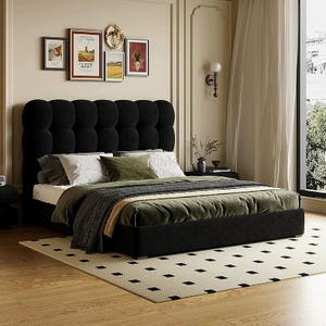 Meubles de chambre à coucher confortable en velours noir roi / reine lit 
