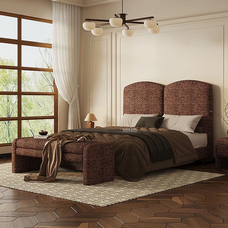 Chambre des meubles vintage Cadre en bois bon lit en velours vert