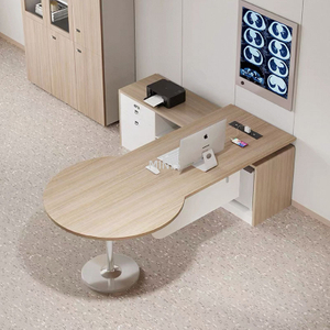 Bureau de bureau en bois rond du rectangle avec table d'angle latérale