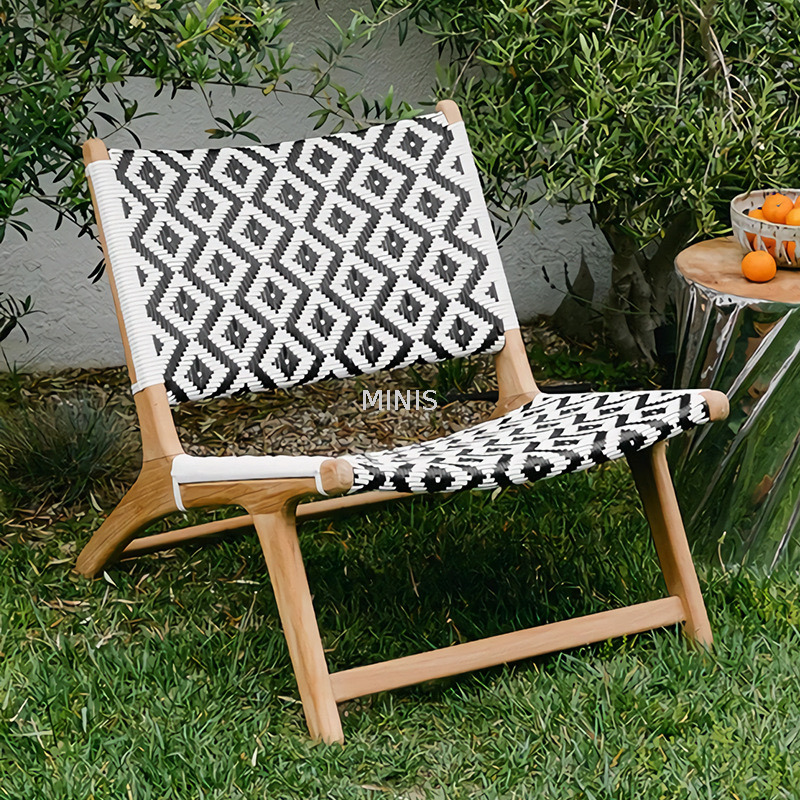 Corde tissée de loisir européenne Chaise en bois fort