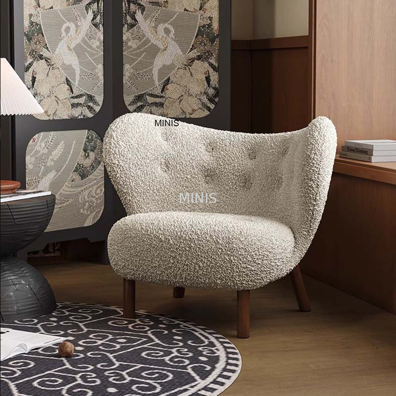 Chaise de loisirs à ossature bois en tissu pour salon ou chambre à coucher