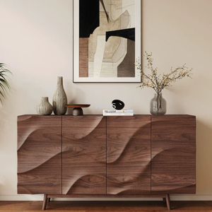 Buffet en bois utilisé comme armoire de rangement salon / salle à manger