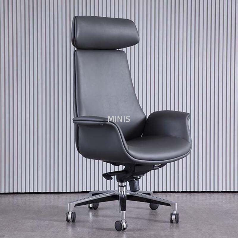 PDG Swivel Adautable Big Strong Brown Leather Office Chaise