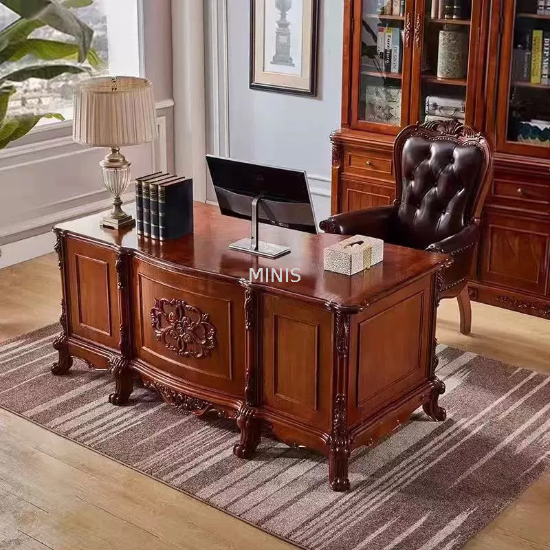 Home Office Furtiure Vintage Good Wood Executive Work Desk