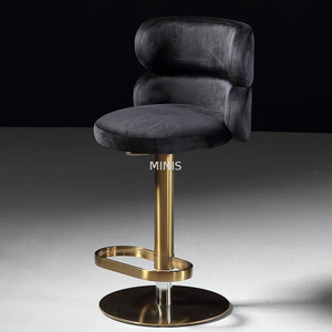 Chaise de pub Gold Metal AJUSTABLE BAR TÉLÉBOS DE TASH VELVET NOIR AJUSTable