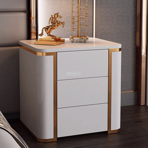 Table d'appoint en bois peinte en blanc pour chambre à coucher moderne avec rangement