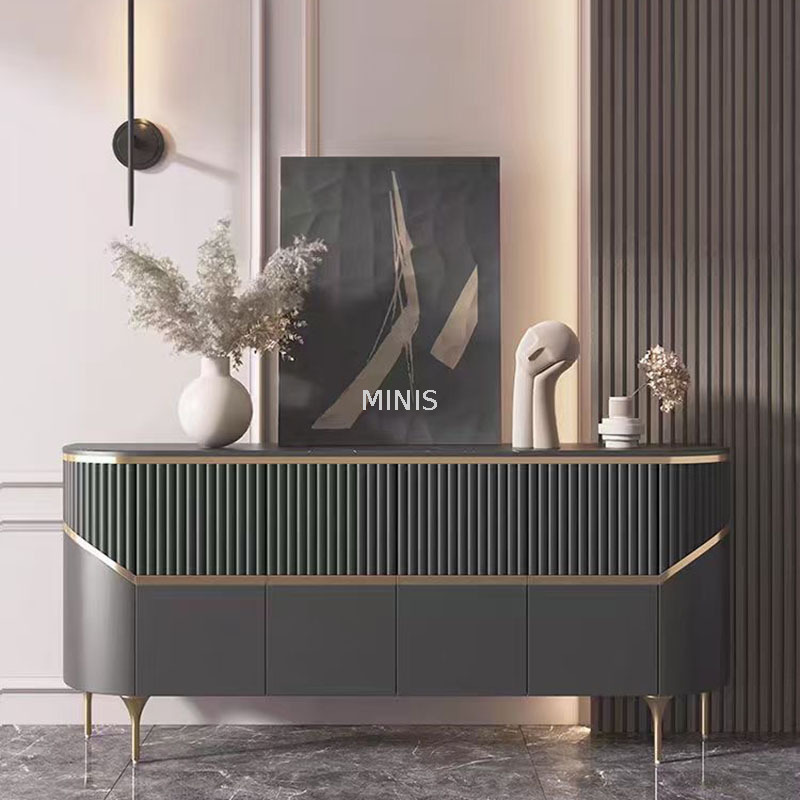 Salon moderne beau buffet noir avec haut en marbre